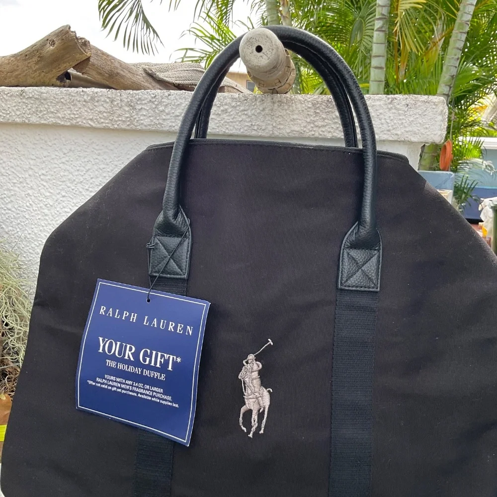Ralph Lauren Polo Black Canvas Duffel Bag NWT